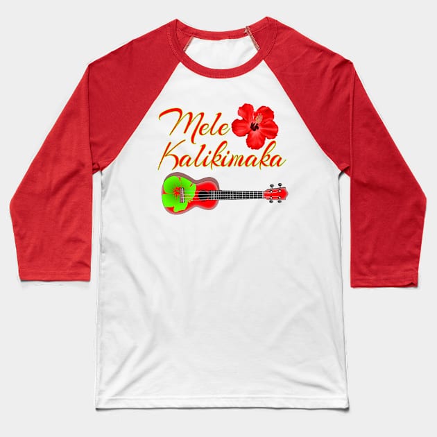 Mele Kalikimaka Ukulele Baseball T-Shirt by macdonaldcreativestudios